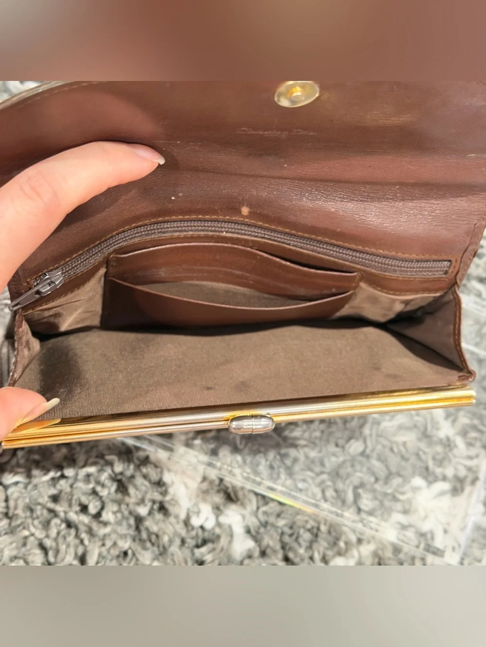 EUC Authentic Vintage Christian Dior Kiss lock Long Wallet Leather